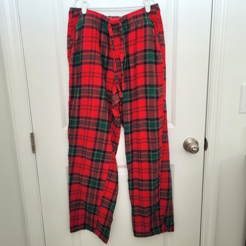Old Navy Red and Green Christmas Plaid Holiday Cotton Sleep Pants Medium